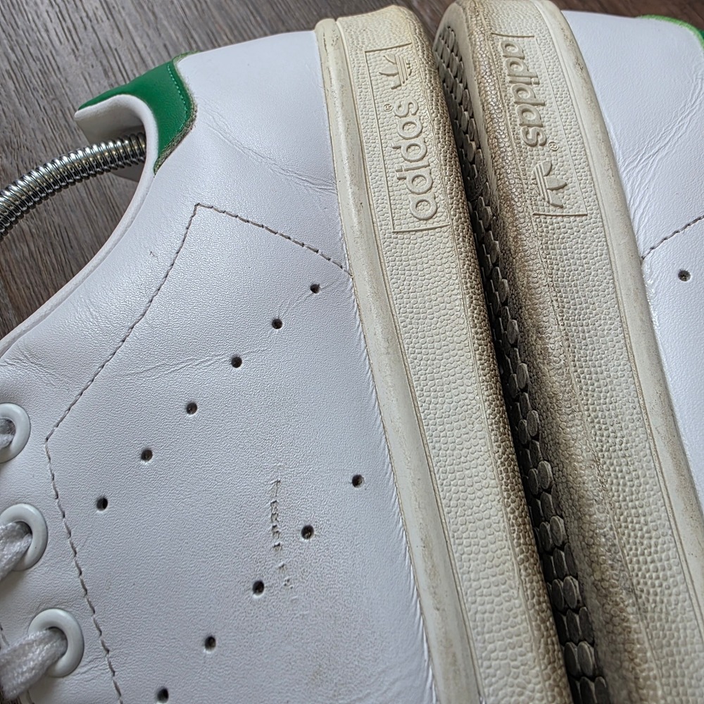 adidas Stan Smith White Green Leather Sneakers Mens size 9.5 - Picture 9 of 13
